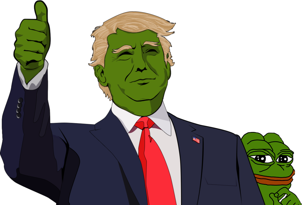 Trump Pepe Frog - Trollen Trump En Thierry (1000x680), Png Download