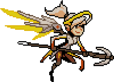 Overwatch Sprite Sprays Mercy First Person Shooter, - Overwatch Mercy Pixel Art (600x600), Png Download