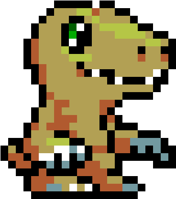 Pixel Art - Agumon Pixel Art (400x640), Png Download