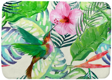 Watercolor Wild Exotic Birds On Flowers Seamless Pattern - Watercolor Painting (400x400), Png Download
