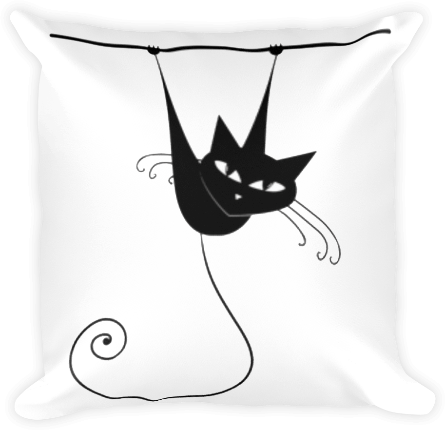 Cool Cat - Hanging On - Square Pillow - Scratch (1000x1000), Png Download