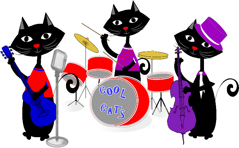 Cool Cats Rock Band - Cats Rock Band Cartoons (800x565), Png Download