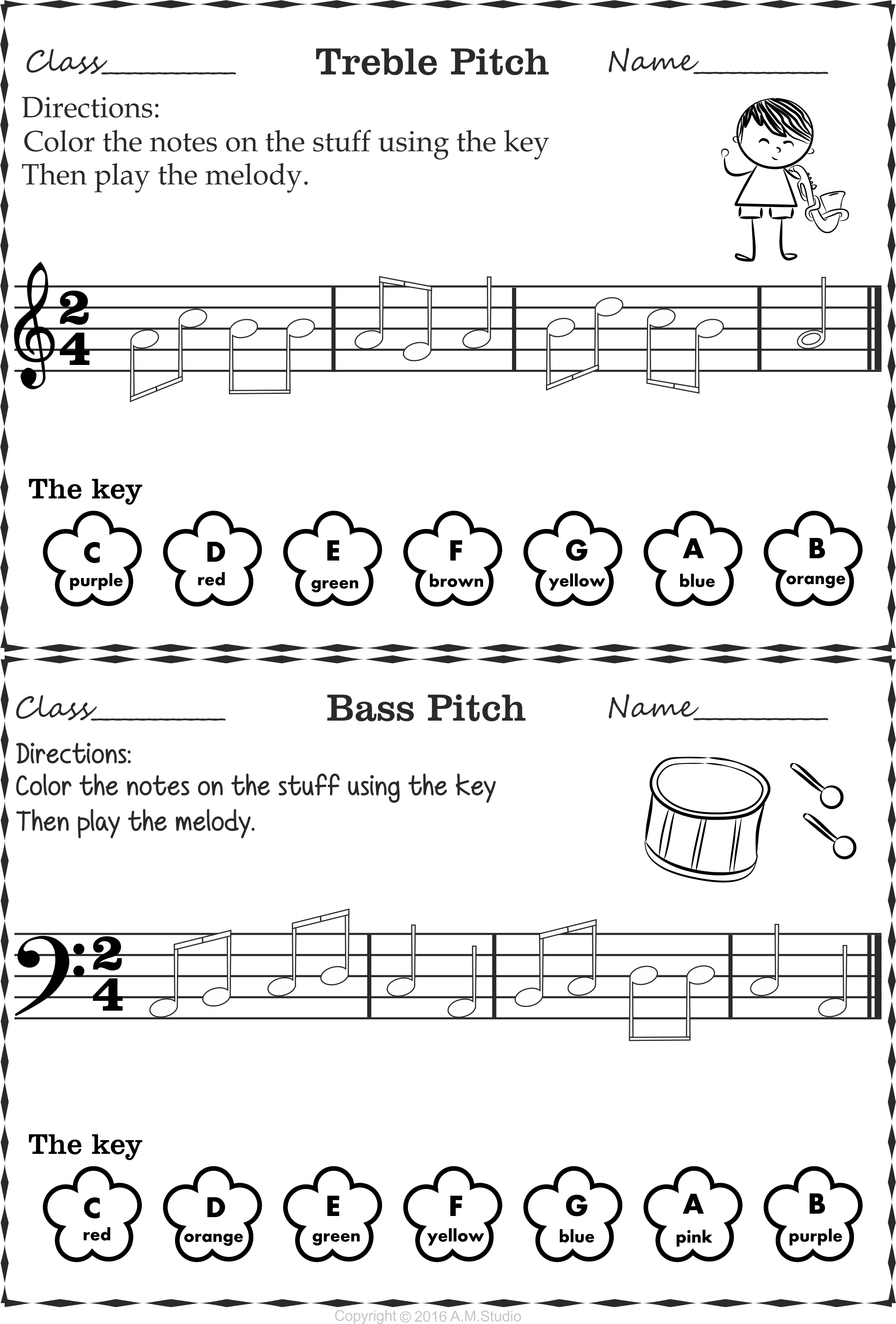 Easy And Fun Music Note Naming Coloring Activity For - Diagram (2324x3432), Png Download