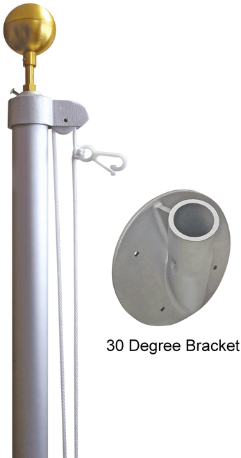 10' Homesteader Outrigger Flagpole W/ 30 Degree Bracket - 10 Silver Homesteader Outrigger Flagpole With 30-degree (359x659), Png Download
