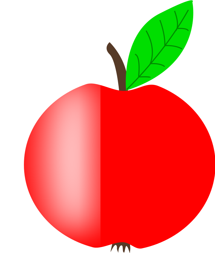 Apple Red With A Green Leaf Clipart Png (496x600), Png Download
