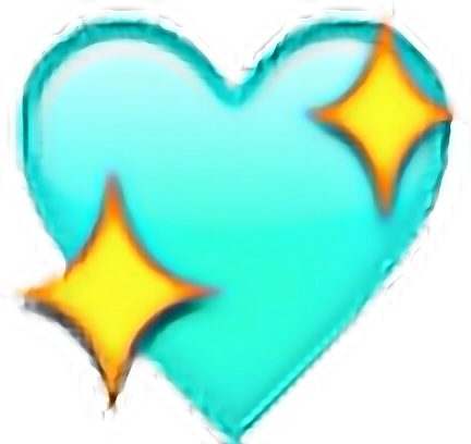 Emoji Blue Stars Sparkles Edit Tumblr - Blue Sparkly Heart Emoji (432x408), Png Download