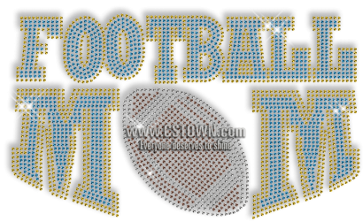 Custom Cool Sparkle Blue Football Mom Diamante Iron - Iron-on (450x450), Png Download