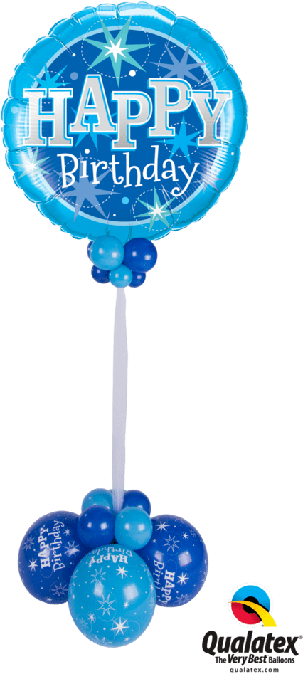 Blue Happy Birthday Balloons (539x1000), Png Download