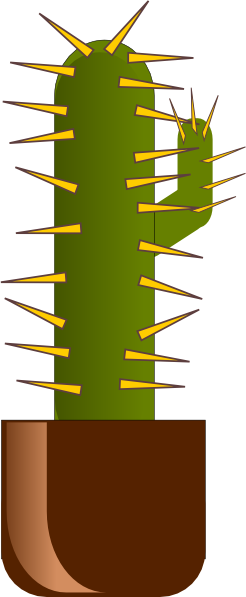 Free Vector Cactus Clip Art - Cactus Spikes Cartoon (246x597), Png Download