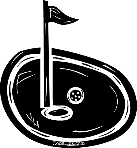 Golf Ball On The Green Near The Pin Royalty Free Vector - Illustration (447x480), Png Download