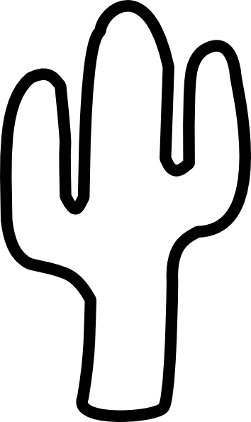 Clip Freeuse Library Outline - Outline Of A Cactus (354x595), Png Download