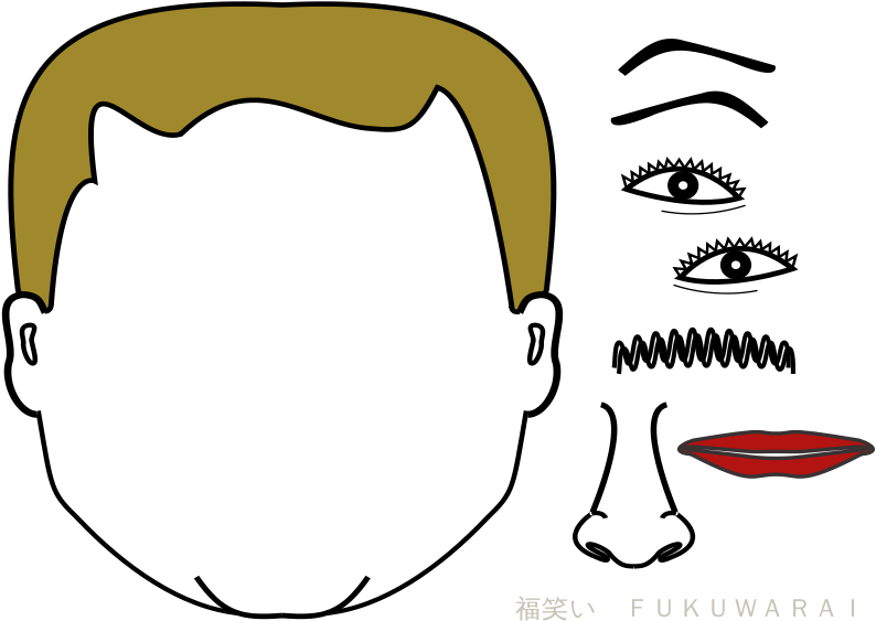Fukuwarai-maleface - Svg - Parts Of The Face Game (800x575), Png Download