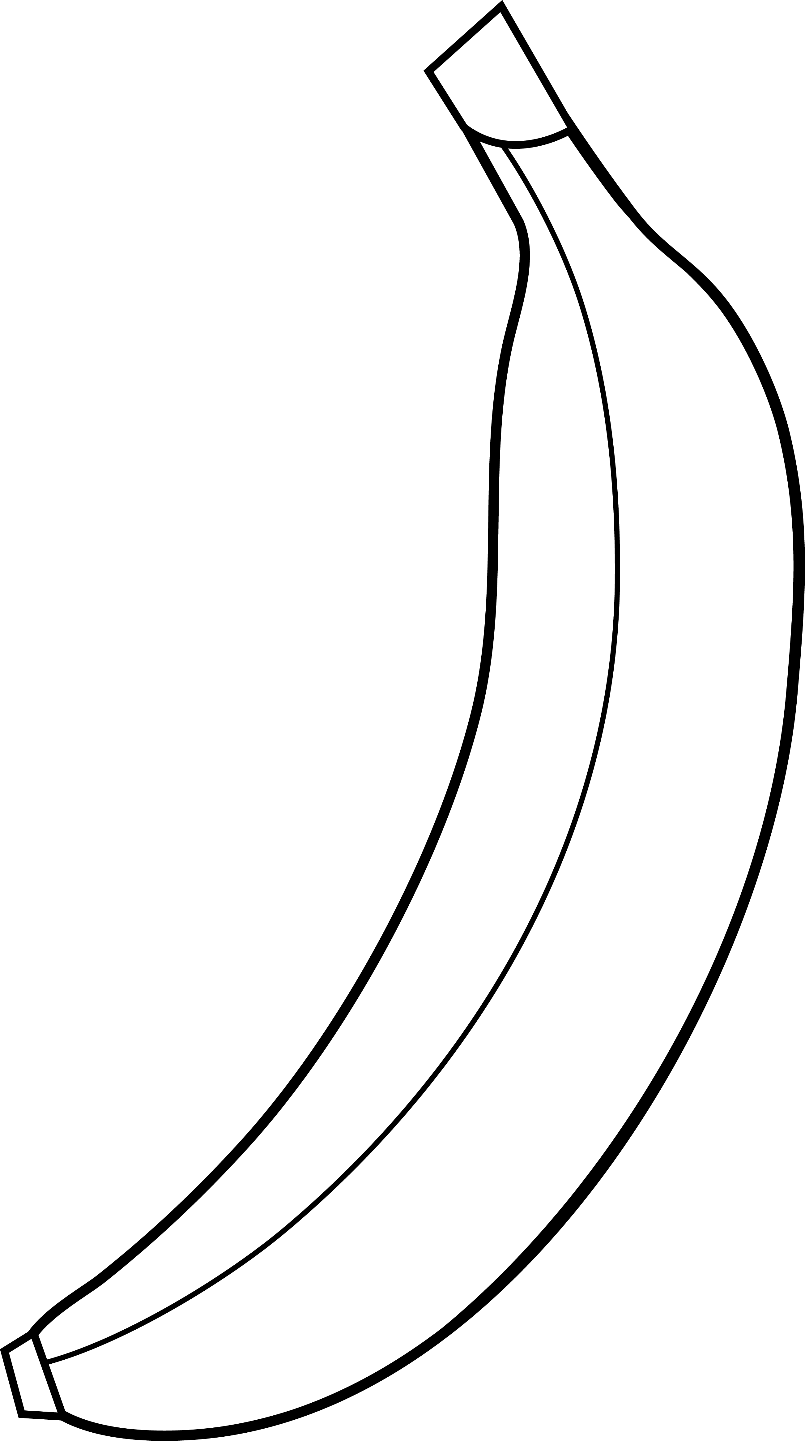 Banana Clipart 5 Image Clipartcow - Black And White Clipart Of A Banana (2604x4659), Png Download