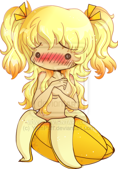 Drawn Banana Chibi - Anime Girl Chibi Banana (400x573), Png Download