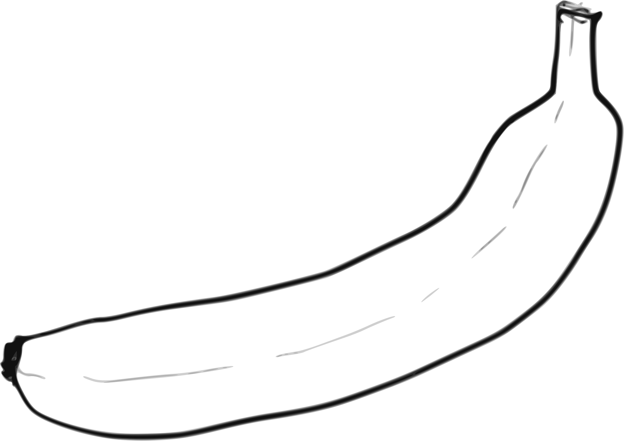 Single Line Art Banana - Single Banana Clipart Black And White (2126x1503), Png Download