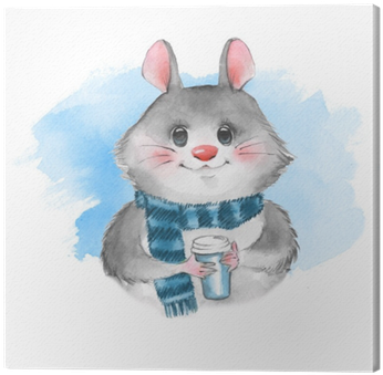 Cute Cartoon Mousel With Coffee Cup - Illustration (400x400), Png Download