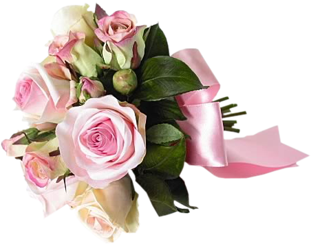 Bouquet Of Pink Roses Png (452x355), Png Download