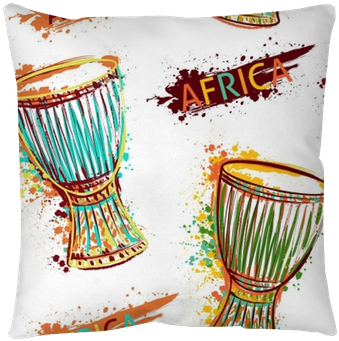 Seamless Pattern With African Drum Tam Tam And Splashes - African Music Instruments (400x400), Png Download