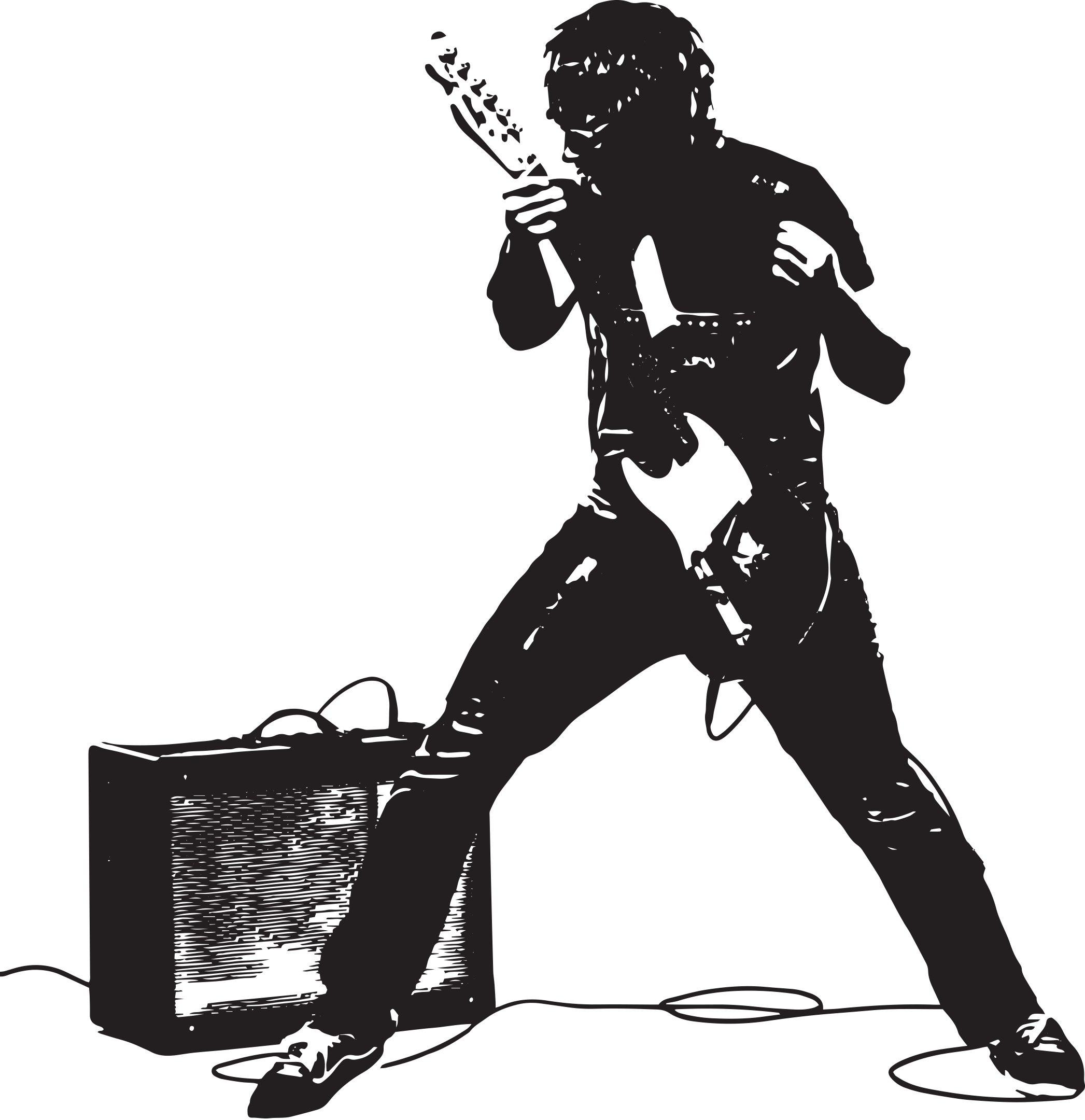 Jazz Band Silhouette Png Download - Rock Singer Silhouette Png (2093x2160), Png Download