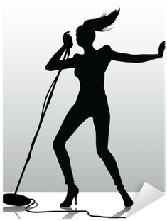 Silhouette Of A Girl Singing (400x400), Png Download