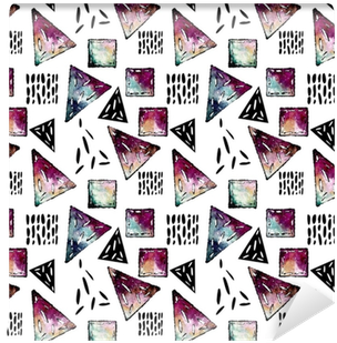 Seamless Pattern Of Watercolor Galaxy, Triangles And - Portable Network Graphics (400x400), Png Download