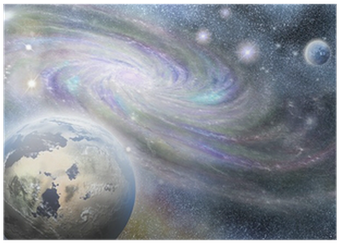 Spiral Galaxy And Planets In Universe Poster • Pixers® - Milky Way (400x400), Png Download