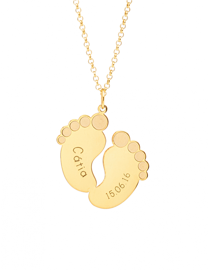 Baby Feet Necklace - Personalized Baby Feet Silver Necklace With Baby Information (900x900), Png Download