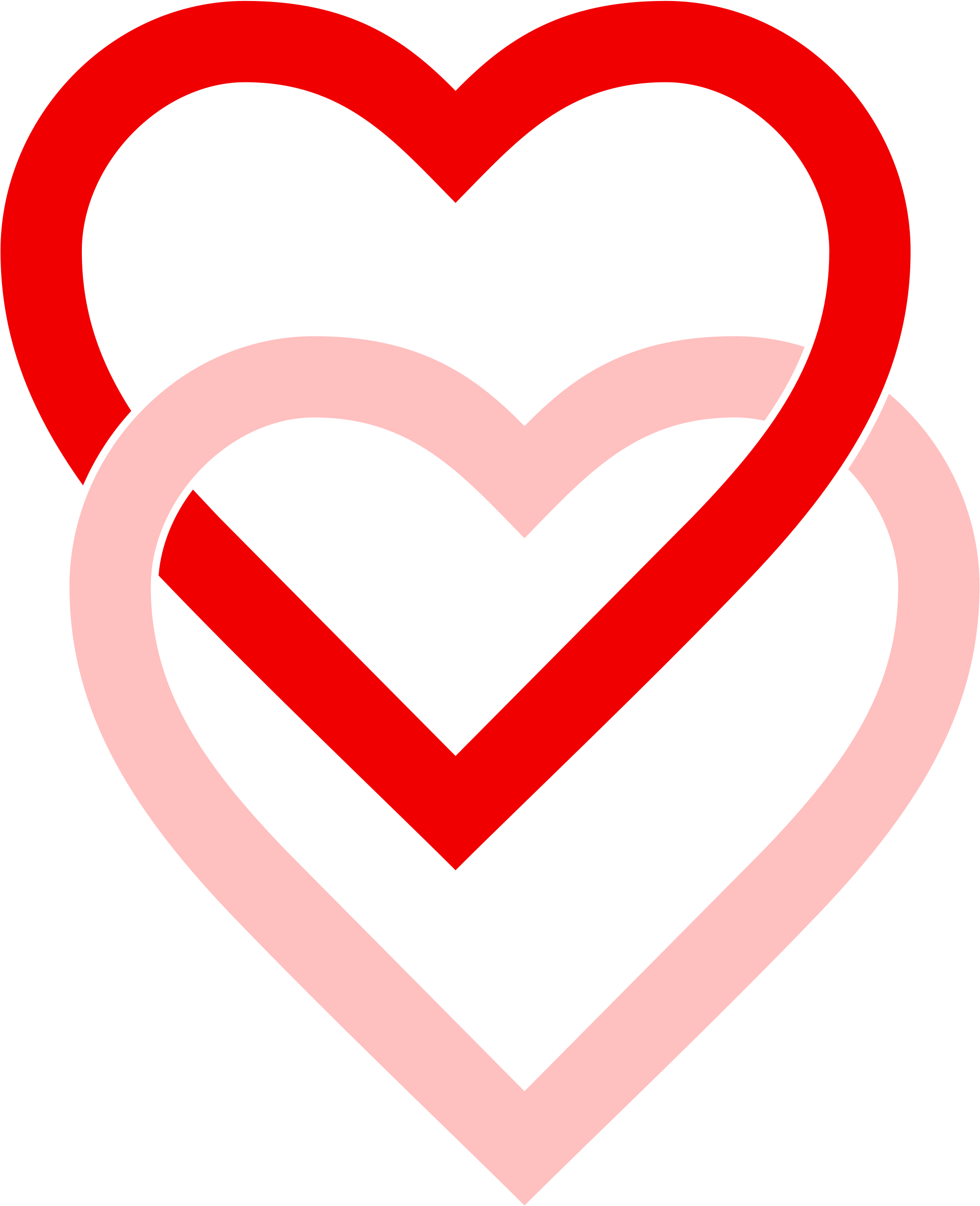 Interlaced Love Hearts - 2 Love Heart Png (496x600), Png Download