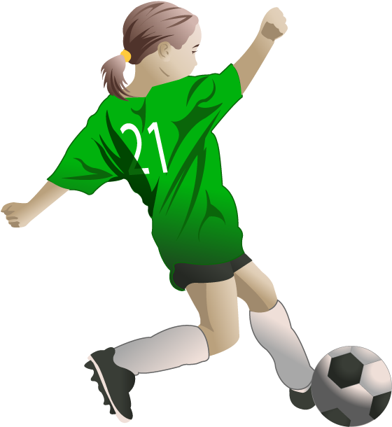 Soccer Girls Clipart - Girl Soccer Player Png (579x646), Png Download