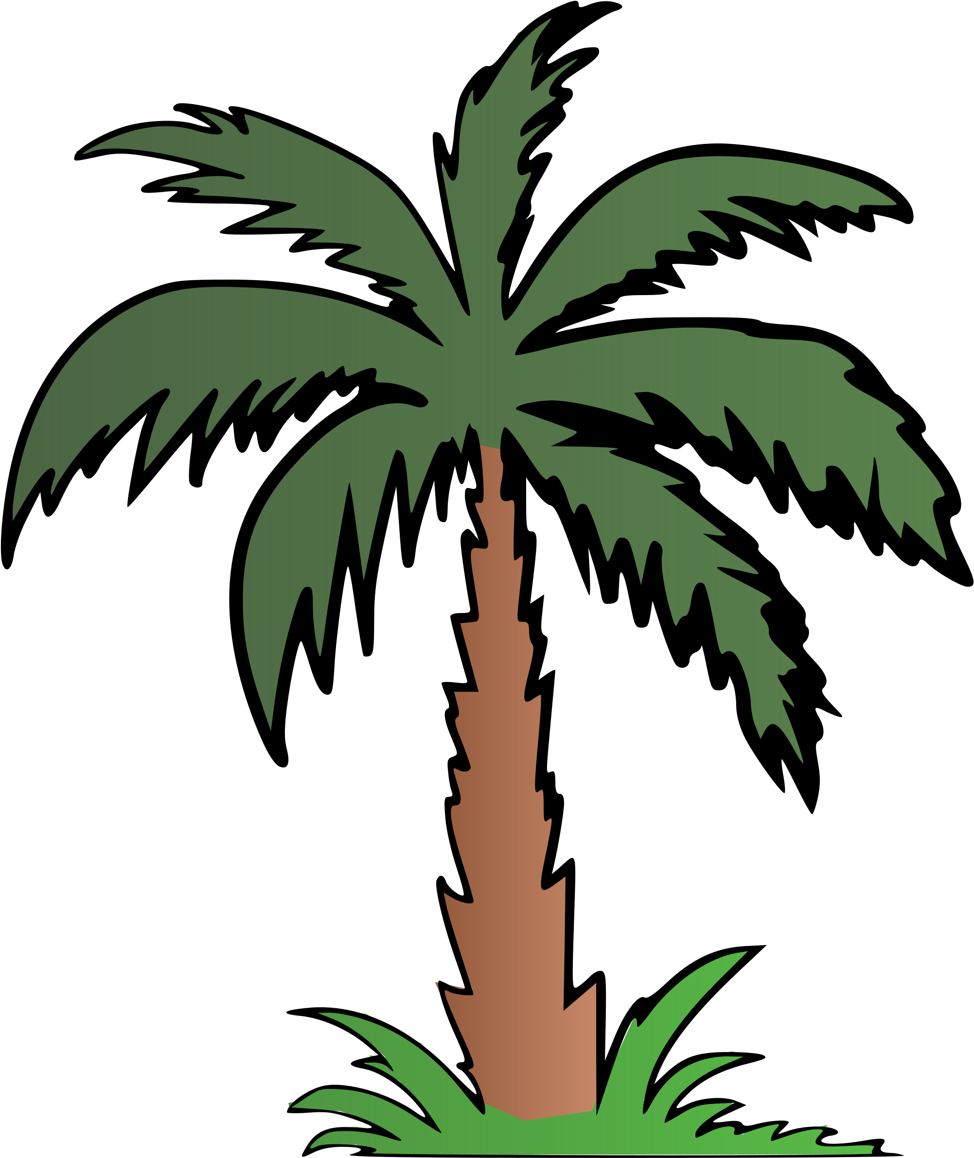 Palm Tree Clipart Terrestrial Plant - Palm Tree Colour (2400x2400), Png Download