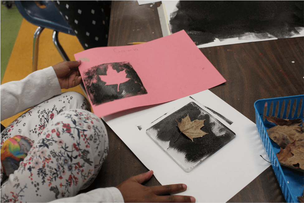 Jordan Second Graders Work On The Printing Nature Project, - Craft (1300x650), Png Download