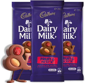Fruit & Nut - Dairy Milk Chocolate Fruit And Nut (380x360), Png Download