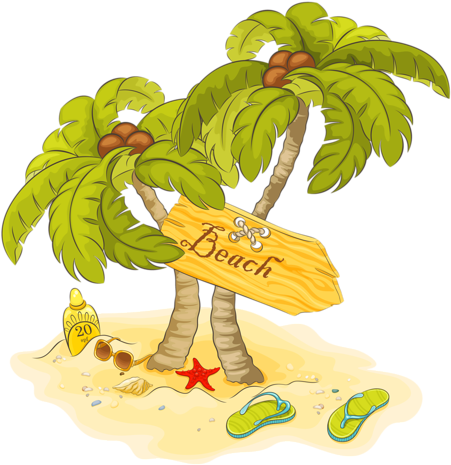 Beach Drawing, Tree Clipart, Scrapbook Embellishments, - Beach Clip Art Transparent (471x500), Png Download