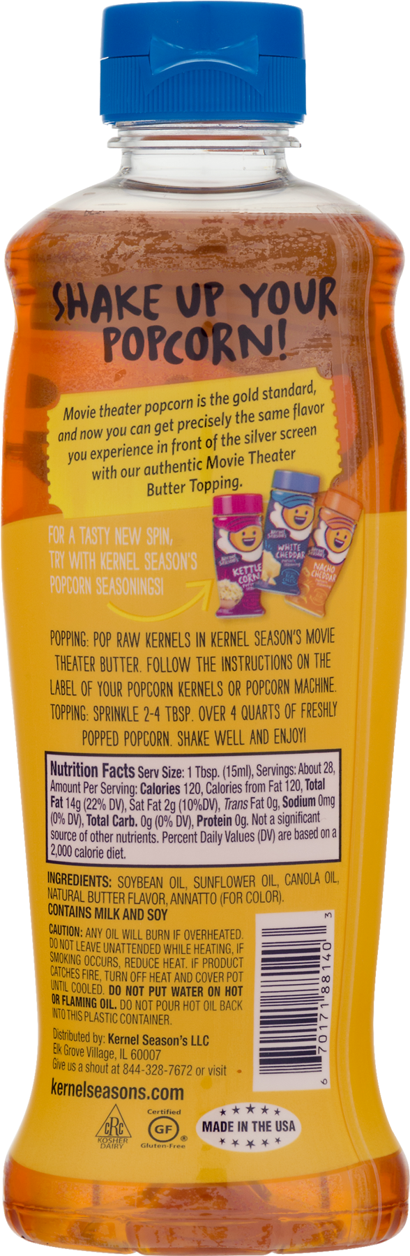 Kernel Season's Movie Theater Butter Popping Oil (1800x1800), Png Download