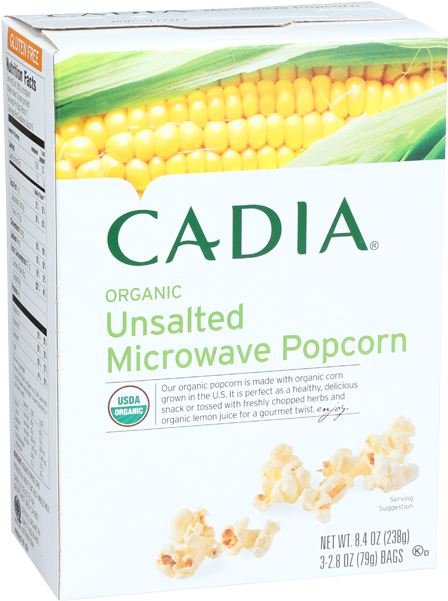 Cadia Organic Unsalted Microwave Popcorn 3 Bags - Cadia Organic Animal Cookies 8 Oz (650x650), Png Download