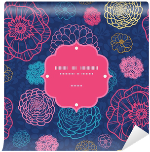Vector Glowing Night Flowers Elegant Frame Seamless - Illustration (400x400), Png Download