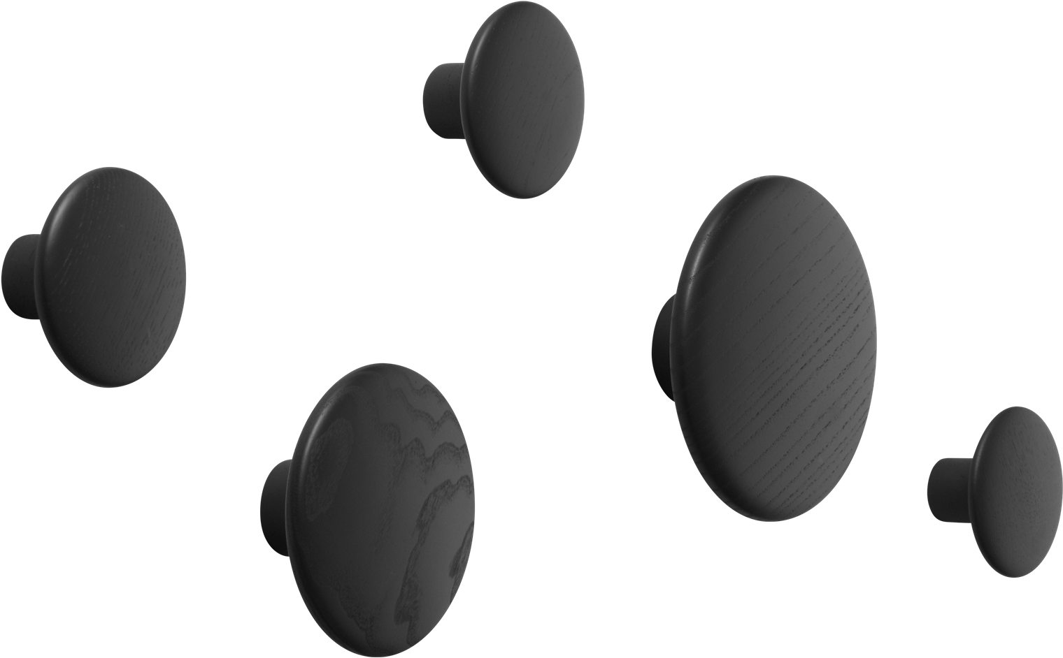 03002 The Dots Black Set Of 5 1504709029 - Muuto The Dots Single Hook, Black (2000x2000), Png Download