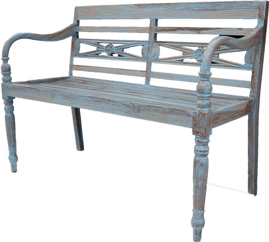 Batavia Benches Blue Wash Teak (1000x1000), Png Download
