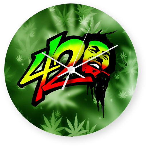 Bob Marley 420 Printed Wall Clock - Finemousepad Glowing Neon Color Marijuana Bokeh Custom (600x600), Png Download