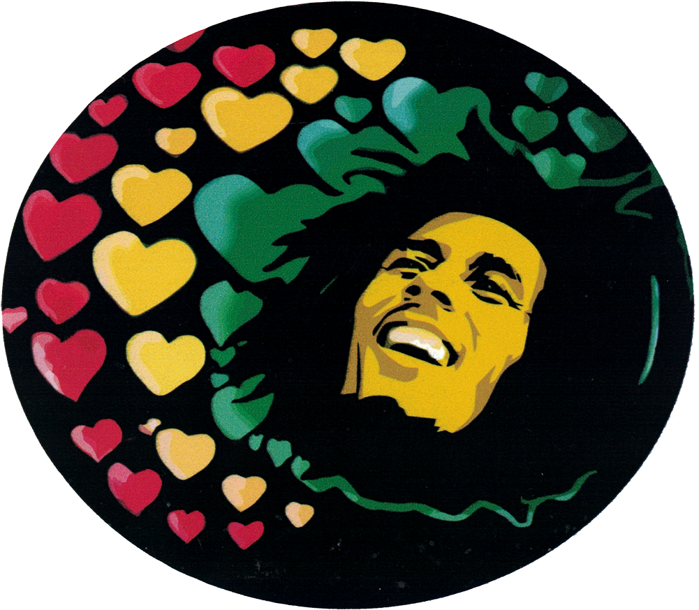 Bob Marley Hearts - Bob Marley Stickers For Car (1000x885), Png Download