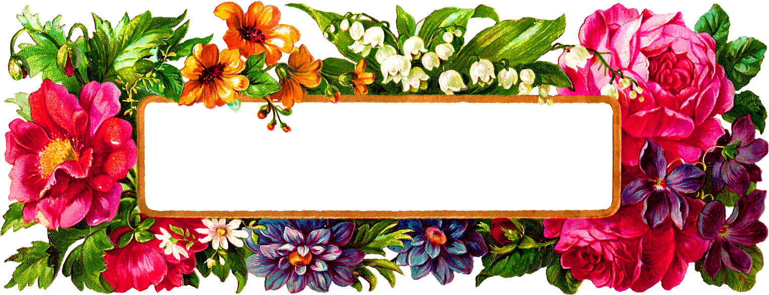 Digital Flower Frame - Flower Photo Frame Design Png (1600x670), Png Download