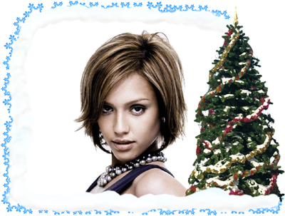 Arbol De Navidad Beige - Jessica Alba With Short Hair (400x303), Png Download