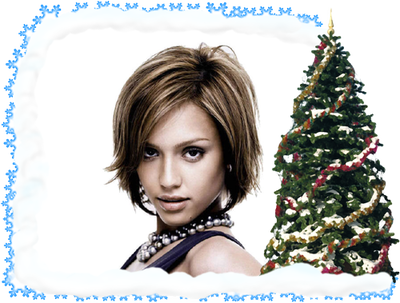 Arbol De Navidad Beige - Jessica Alba With Short Hair (400x303), Png Download