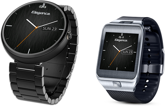 Elegance Watch Face On Moto 360 And Samsung Gear - Moto 360 - Black (23 Mm Metal Band) (640x393), Png Download