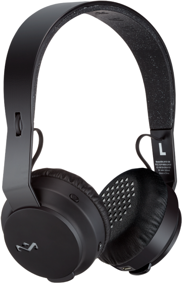 Rebel Bt On-ear Headphones - House Of Marley Rebel - Black Bluetooth Headphones (1100x1100), Png Download