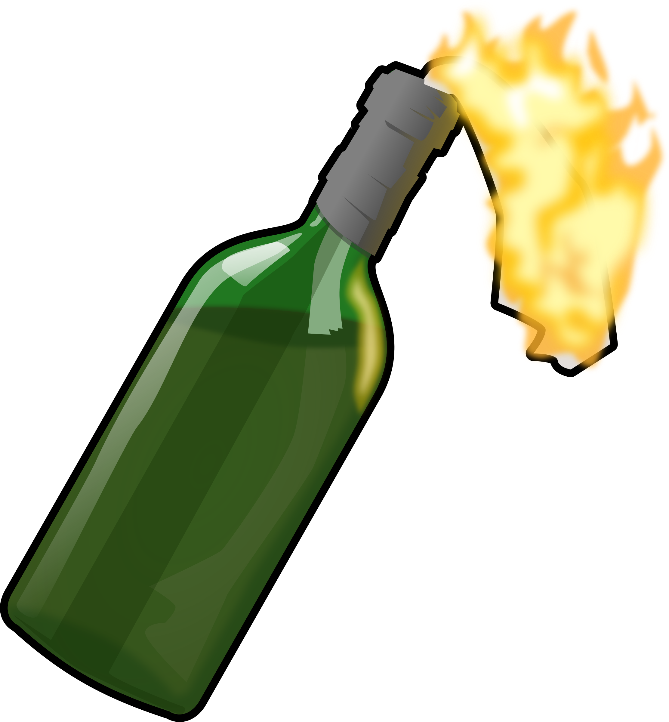 Flame Molotov Cocktail, Bottle, Explosive, Fire, Flame - Molotov Cocktail Clipart (593x640), Png Download