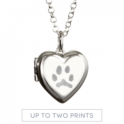 Paw Print Heart Locket Necklace (423x423), Png Download