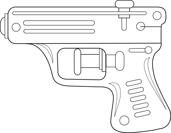 Guns Clipart Line Art - Water Gun Black And White (550x429), Png Download