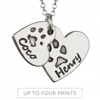 Descending Paw Print Heart Necklace (423x423), Png Download