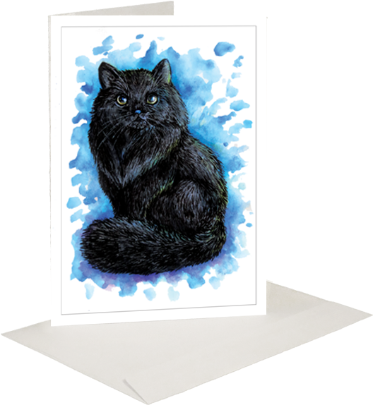 Black Cat Greeting Card - Greeting Card (591x591), Png Download